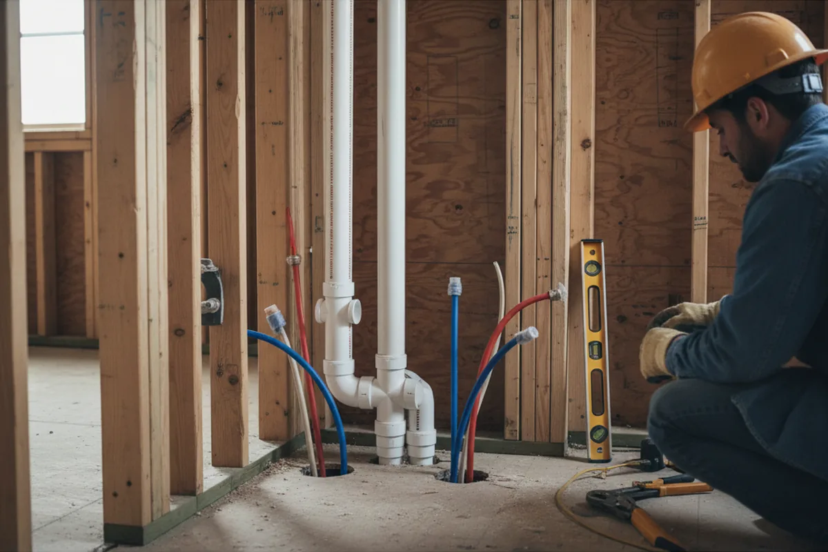 Drain and supply rough-in during Drain Cleaning in Southampton
